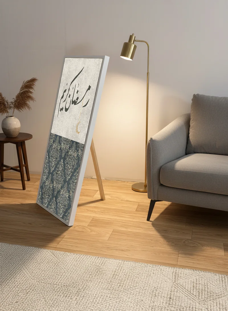 LOWHA Canvas Wall Art on Wooden Frame with White Floating Frame and Back Stand Featuring Ramadan Kareem Design